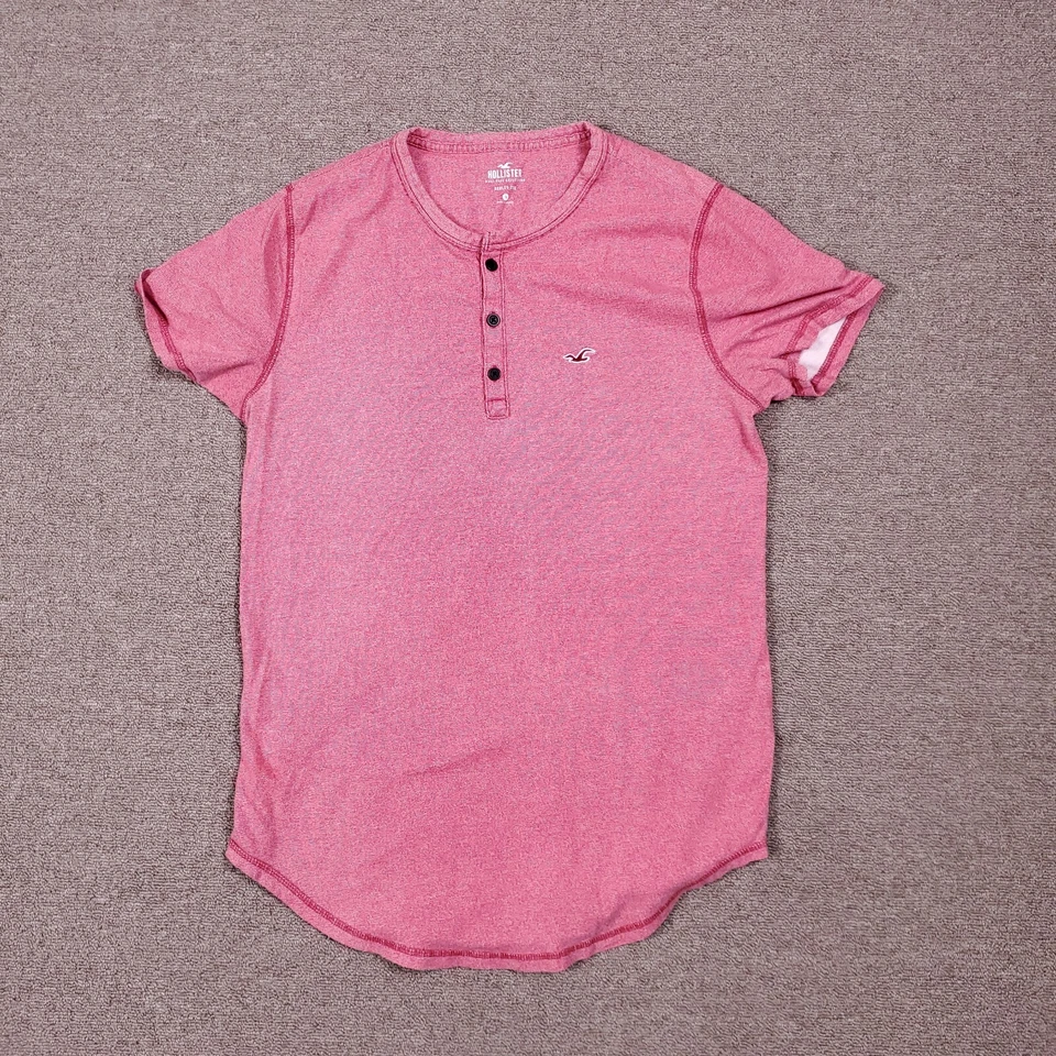 Camisa Hollister Para Hombre Roja Mediana Henley Camiseta Horizontal Pin Rayas Ropa de Playa Foto 1 de 4