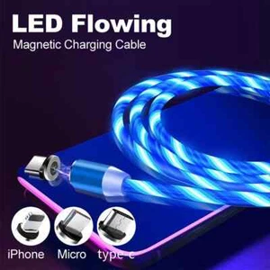 Magnetic LED Light Up USB Phone light up Charger Cord For iPhone Type C Micro US - Picture 1 of 1