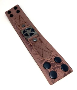 UGP MENS LEATHER SURVIVE CUFF WRISTBAND BRACELET MID SCHOOL BMX BIKE RARE BROWN - Picture 1 of 9