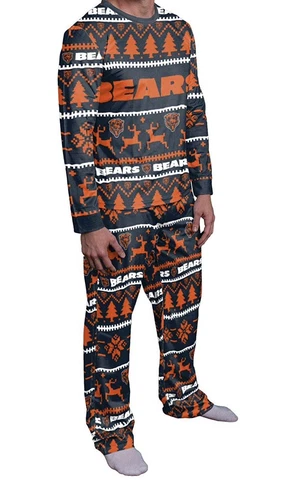 FOCO Chicago Bears Holiday 2 Piece Pajama Set Mens Size MEDIUM Crew Neck New Cover
