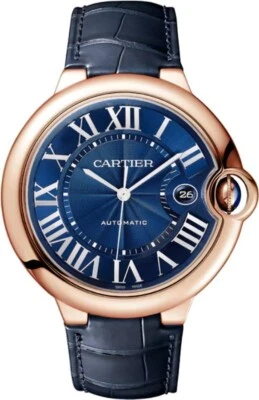 Cartier Ballon Bleu Automatic Rose Gold Blue Roman Numeral Dial Men's Watch - Image 1 of 4