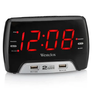 Westclox DIGITAL ALARM CLOCK | LARGE 1.4" RED LED | USB FAST CHARGING | FM RADIO - Picture 1 of 5