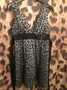 Forever 21 TWENTY ONE leopard BabyDoll Tunic TOP / micro-mini dress - size L - Picture 1 of 7