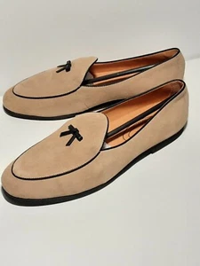 NUEVO Zapatos Journey West Para Hombre Talla 10.5 Beige W Borde Negro Cuero Gamuza 1/2 "Tacón - Imagen 1 de 10