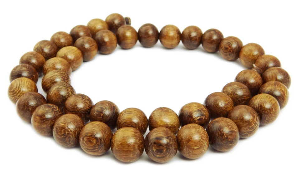 😏 Goldregenholz Kugeln 4, 6, 8, 10, 12 & 15 mm Holzperlen Perlen Strang 😉 - Bild 1 von 1