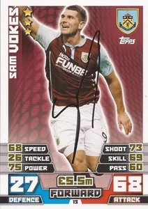 SAM VOKES SIGNED BURNLEY 2014/2015 MATCH ATTAX TRADING CARD+COA - Picture 1 of 1