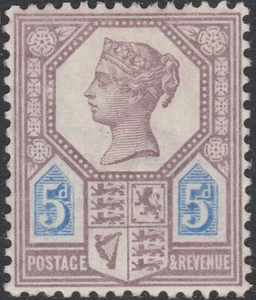 1887 JUBILEE SG207a DIE2 5d DULL PURPLE & BLUE UNMOUNTED MINT MNH VARIETY K36(1) - Picture 1 of 3