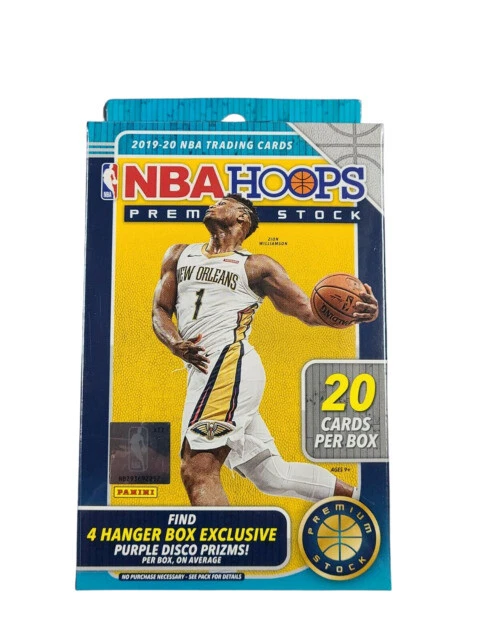 Panini NBA Hoops Premium Stock 2019-20 Hanger Box (Purple Disco Prizms, 20 Cards)