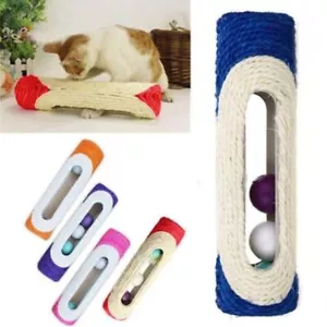 Pet Cat Kitten Kitty Rolling Sisal Scratching Post 3 Trapped Ball Train Toys - Picture 1 of 11