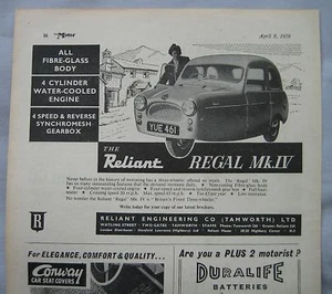 1959 Reliant Regal MkIV Original advert No.1 - Picture 1 of 1