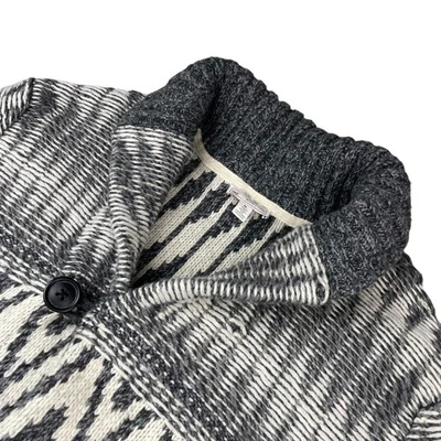 Gap Men's Shawl Collar Wool Blend Chunky-Knit Cardigan Aztec Gray/Ivory • XL - Image 1 of 4