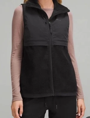 Lululemon Cinch-Hem Fleece Vest Women's 4 Relaxed Black Water Repellant LW3HSRS - Image 1 of 4