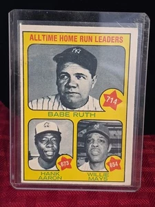 1973 TOPPS #1 ALL TIME Home Run LEADERS Babe Ruth / Hank Aaron / Willie Mays - Picture 1 of 2