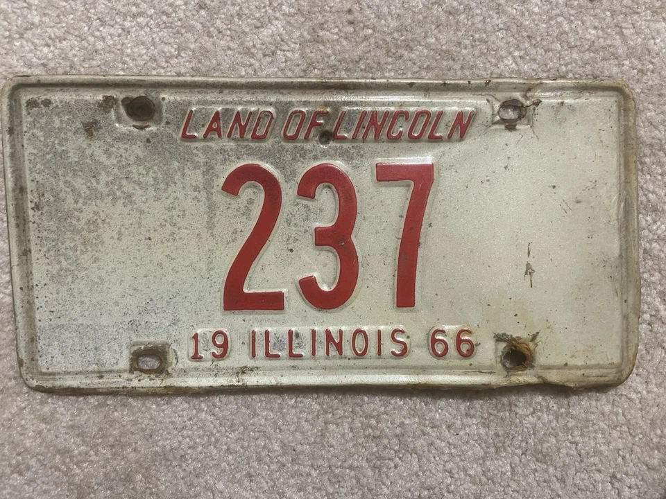 1966 Illinois License Plate 237 Low Number Garage Decor Auto Car Tag - Image 1 of 1