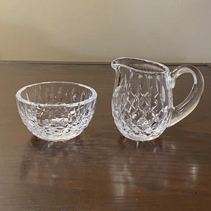 Waterford LISMORE Crystal Mini Individual Open Sugar Bowl & Creamer ~ Signed - Picture 1 of 16