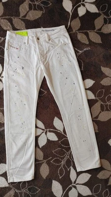 Diesel Hombres M THOMMER Pintura Blanca Envejecida Delgada Casi Sin Usar Lujo ITA Foto 1 de 4