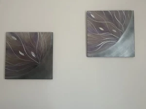3 Modern metal wall art. Home Decor.Copper Purple Silver R Toomer Art - Picture 1 of 2