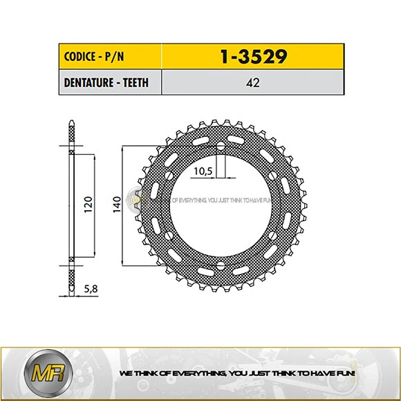 KAWASAKI IN VULCAN 500 1996-2009 STEEL CROWN STEP 520 WITH 42 TEETH - Image 1 of 1