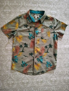 Cherokee große 12-14 Jungen tropisches Hawaiihemd mit Knopfleiste Palmengrün - Bild 1 von 3