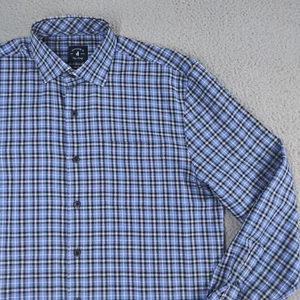 Johnnie-O Shirt Top Shelf Mens Medium Blue Plaid Long Sleeve Button Up Casual - Picture 1 of 24