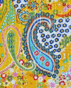 Indian Queen Bedcover Bed Sheet Handmade Gudari paisley Cotton Throw Bedspread - Picture 1 of 4