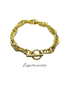 Bracciale Donna Acciaio Placcato Oro Giallo. Bracciale Acciaio Inox Massiccio - Foto 1 di 11