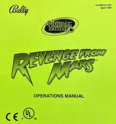 Bally Revenge From Mars Pinball 2000 Machine Manual Schematics ORIGINAL - Image 1 of 3