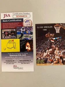 Tarjeta autografiada Clyde Drexler Portland Trail Blazers certificado de autenticidad JSA envío gratuito - Imagen 1 de 2