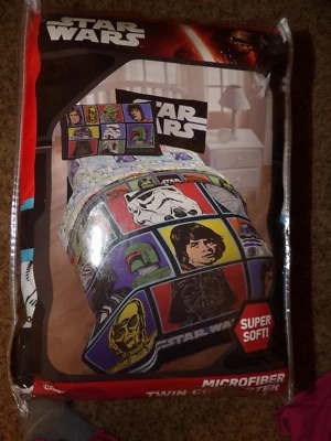 NUEVO EN PAQUETE MICROFIBRA DISNEY STAR WARS EDREDÓN DOBLE 64 PULGADAS. X 86IN. Foto 1 de 4