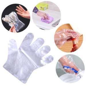 Guanti monouso in polietilene PE trasparente plastica alimenti sicuro pulizia UK - Foto 1 di 4