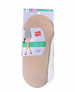 Hanes Premium Comfortsoft Shoe Liner 2 Pair Beige Shoe Size 5-9 New Socks - Picture 1 of 4