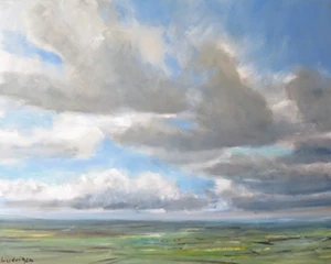 ORIGINAL MALCOLM LUDVIGSEN "Yorkshire Wolds" garrowby hill 22 moors OIL PAINTING - Picture 1 of 1