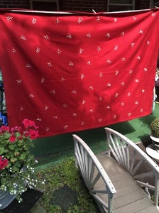 PINE CONE HILL LINENS WOOL 78%..22 NYLON RED W/ TINY EMBROIDERY .THROW.72 BY 50 - Picture 1 of 18