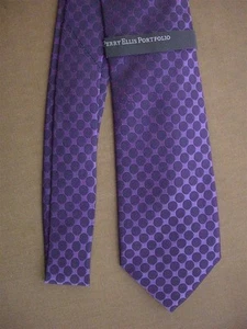 Perry Ellis Portfolio Men's Plaids Silk Neck Tie Purple Skinny 3 1/4" x 58" - Picture 1 of 5