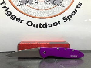 Kershaw Leek Framelock A/O Drop Point Blade Purple Handle Folding Knife 1660PUR - Picture 1 of 1