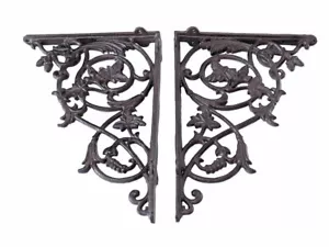 2 soporte de estante estante soporte soporte ángulo de pared estilo antiguo hierro fundido bronce T: 22cm (6402) - Imagen 1 de 4
