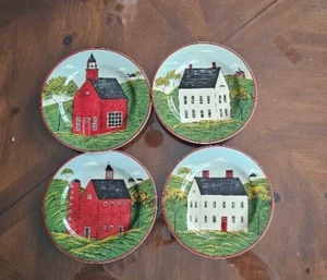 Set of 4 Salad Plates Country Life Warren Kimble Brandon House MINT CONDITION - Picture 1 of 3