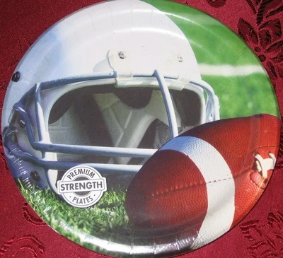 8+ FOOTBALL PARTY 9" PAPER PLATES Luncheon BIRTHDAY Supply HELMET NFL SUPER BOWL - Image 1 of 2