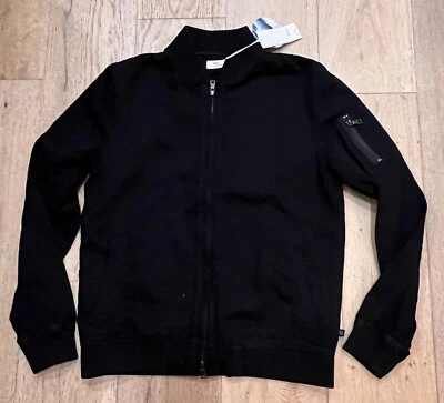 Chaqueta de bombardero CHASE de mezcla de lino negra AG (Adriano Goldschmied) pequeña nueva con etiquetas para hombre Foto 1 de 4