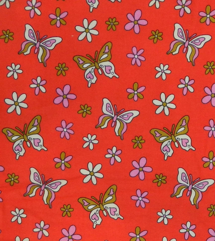 2 YDS UNCUT SUPER SNUGGLE FLANNEL FABRIC MULTI BRIGHT BUTTERFLIES JOANN NEW RED - Image 1 of 1