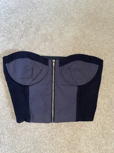 Y2K TOPSHOP Corset Top Size 6 Bandeau Zip Up Cupped Bandage Bralet Madonna Punk - Picture 1 of 6