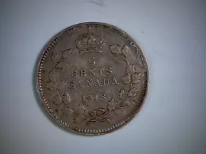 Moneta da 5 centesimi in argento canadese Giorgio V 1918 Canada - Foto 1 di 2