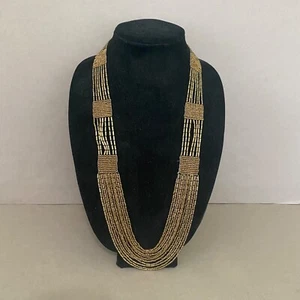 Brandneu mit Etikett Rue 21 messingfarbene Metallperlen mehrere Strang 16" Halskette ~ hergestellt in Indien - Bild 1 von 17