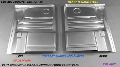 Chevrolet 1953, 1954 sartenes de piso delanteras # 265 PR par izquierda/derecha, EMS hechas en Estados Unidos Foto 1 de 3