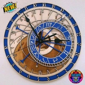Antico Orologio Astronomico Praga in Colore Legno Decorazione Da Parete Limitato Regali Ceco Orloj - Foto 1 di 10