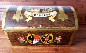 Lebkuchen- Schmitz Nurnberg Metal Cookie Biscuit Tin Treasure Chest  Germany  - Picture 1 of 12