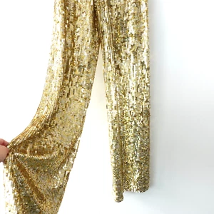Gold Cocktail Pants XS Wide Leg Sequin Allover Y2K Party Glam 22x28 NWT ANIYE BY - Picture 1 of 20