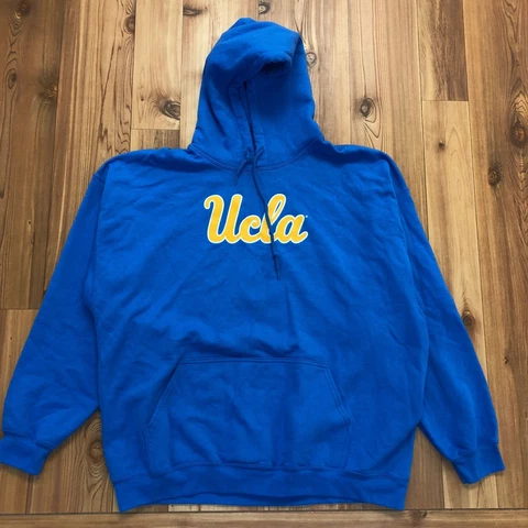 Captivating Blue Cotton Blend UCLA Vinyl Logo Hoodie Regular Fit Adult Size 2x Cover