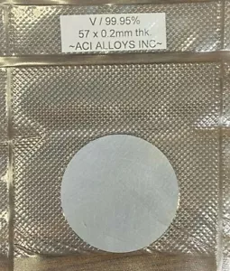 Vanadium SEM Sputter target: V 99.95% pure, 57mm diameter x 0.2mm thick - Picture 1 of 2