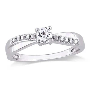 Women's Sapphire Sterling Silver Engagement Ring - Picture 1 of 6